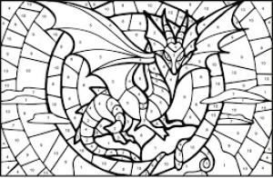 Sayılarla boyama sayfası,  coloring page, Ejderha, 