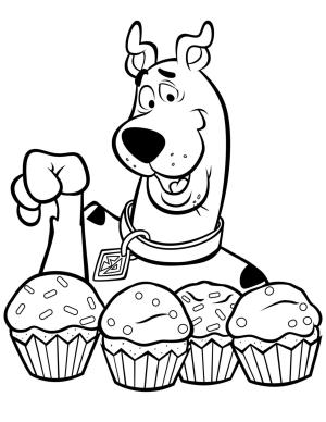 Scooby Doo boyama sayfası,  coloring page, Scooby Doo ve Dört Kek, 