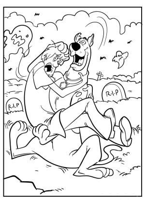 Scooby Doo boyama sayfası,  coloring page, Korkmuş Scooby Doo ve Shaggy, 