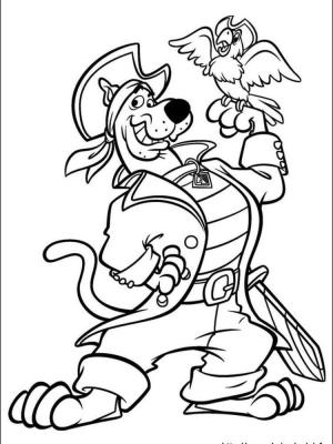 Scooby Doo boyama sayfası,  coloring page, Papağan ile Korsan Scooby Doo, 