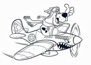 Scooby Doo boyama sayfası,  coloring page, Scooby Doo Jet Uçağı Kullanıyor, 