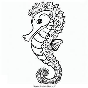 Seahorse boyama sayfası – PDF indir, sevimli karakter