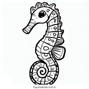 Seahorse boyama sayfası – basit çizim, kolay boyama