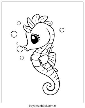 Seahorse boyama sayfası – renkli çizimler, okul öncesi