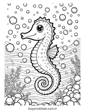 Seahorse boyama sayfası – eğlenceli etkinlik, el becerilerini geliştirir