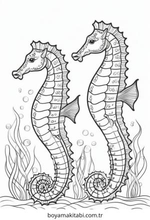 Seahorse boyama sayfası – boyama çalışması, yaratıcılığı geliştirir