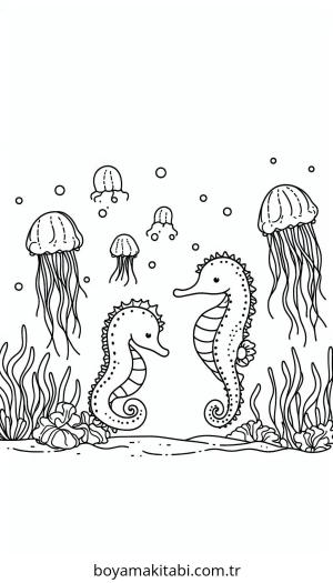 Seahorse boyama sayfası – boyama etkinliği, çocuk aktivitesi