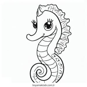 Seahorse boyama sayfası – basit çizim, kolay boyama