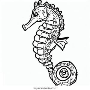 Seahorse boyama sayfası – çocuk aktivitesi, PDF indir