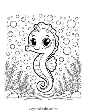 Seahorse boyama sayfası – sanatsal çalışma, çocuklar için