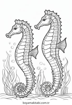 Seahorse boyama sayfası – okul öncesi, evde etkinlik