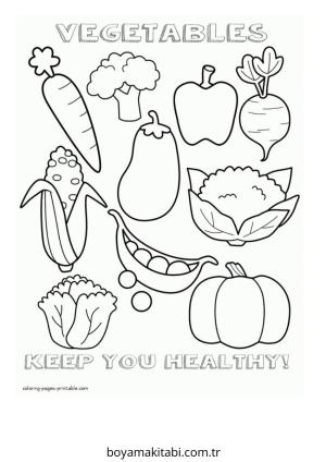 Sebze boyama sayfası – sanatsal çalışma, çocuklar için