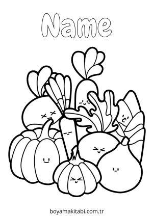 Sebze boyama sayfası – el becerilerini geliştirir, boyama çalışması