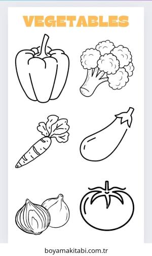 Sebze boyama sayfası – boyama çalışması, yaratıcılığı geliştirir