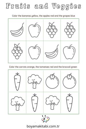 Sebze boyama sayfası – evde etkinlik, ücretsiz yazdır