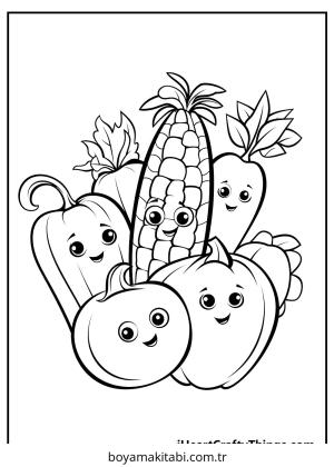 Sebze boyama sayfası – boyama çalışması, yaratıcılığı geliştirir