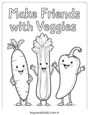 Sebze boyama sayfası – renkli çizimler, okul öncesi