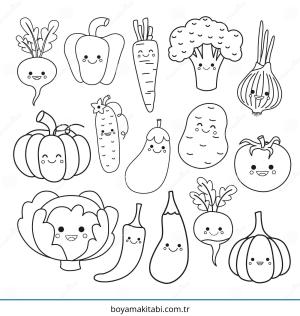 Sebze boyama sayfası – el becerilerini geliştirir, boyama çalışması