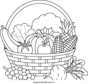 Sebze boyama sayfası – çizgi film temalı, basit çizim