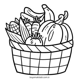 Sebze boyama sayfası – sevimli karakter, sanatsal çalışma