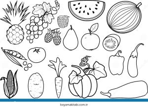 Sebze boyama sayfası – basit çizim, kolay boyama