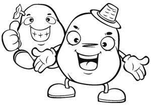 Sebze boyama sayfası,  coloring page, Mutlu Karikatür Patates, 