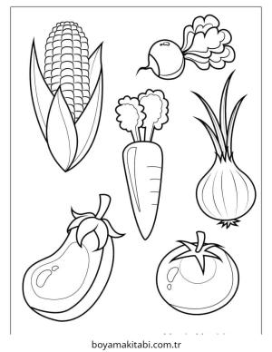 Sebze boyama sayfası – sanatsal çalışma, çocuklar için