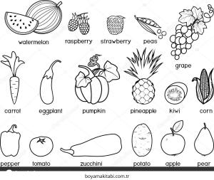 Sebze boyama sayfası – evde etkinlik, ücretsiz yazdır