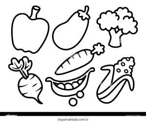 Sebze boyama sayfası – renkli çizimler, okul öncesi