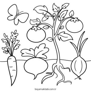 Sebze boyama sayfası – sevimli karakter, sanatsal çalışma