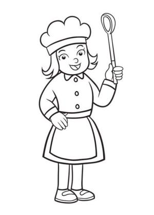 Şef boyama sayfası,  coloring page, Güzel Kız Aşçı, 