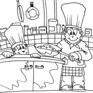 Şef boyama sayfası,  coloring page, Profesyonel Şef, 