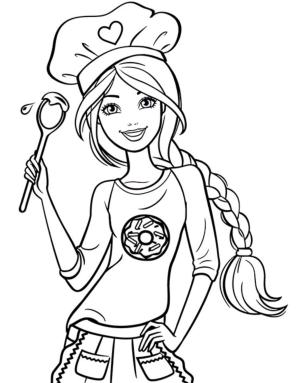 Şef boyama sayfası,  coloring page, Barbie’yi Pişir, 