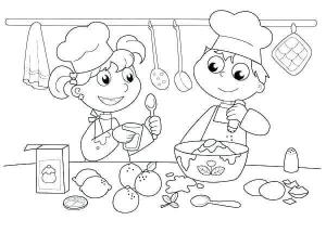 Şef boyama sayfası,  coloring page, Çift, Aşçı, 