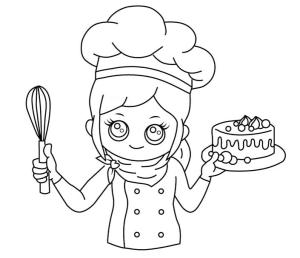 Şef boyama sayfası,  coloring page, Pasta Ile şef, 