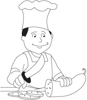 Şef boyama sayfası,  coloring page, Kabak Dilimleme Pişirmek, 