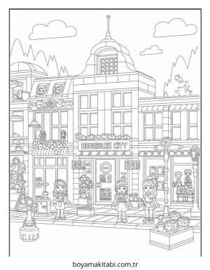 Şehir boyama sayfası – okul öncesi, evde etkinlik