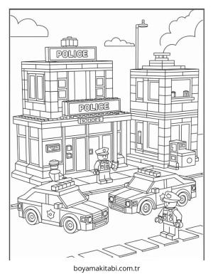 Şehir boyama sayfası – çizgi film temalı, basit çizim