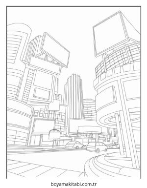 Şehir boyama sayfası – yaratıcılığı geliştirir, keyifli zaman