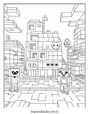 Şehir boyama sayfası – el becerilerini geliştirir, boyama çalışması