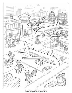 Şehir boyama sayfası – sevimli karakter, sanatsal çalışma
