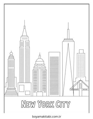 Şehir boyama sayfası – keyifli zaman, renkli çizimler