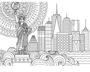 Şehir boyama sayfası,  coloring page, Şehir New York Ücretsiz yazdırılabilir, 