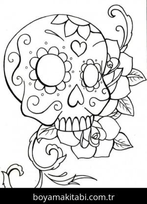 Şeker Kafatası boyama sayfası – renkli çizimler, okul öncesi