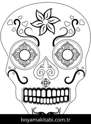 Şeker Kafatası boyama sayfası – boyama çalışması, yaratıcılığı geliştirir