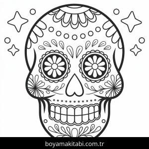 Şeker Kafatası boyama sayfası – sevimli karakter, sanatsal çalışma