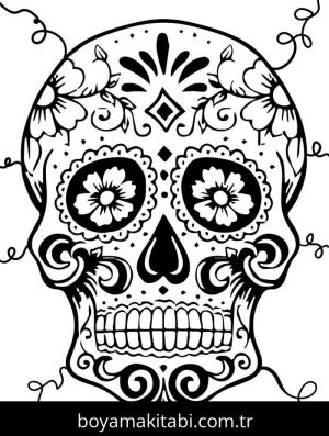 Şeker Kafatası boyama sayfası – çocuk aktivitesi, PDF indir