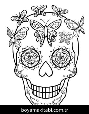 Şeker Kafatası boyama sayfası – yaratıcılığı geliştirir, keyifli zaman