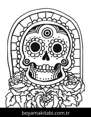 Şeker Kafatası boyama sayfası – çocuklar için, çizgi film temalı