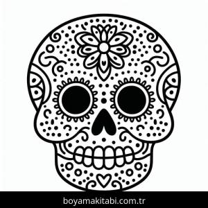 Şeker Kafatası boyama sayfası – kolay boyama, eğitici aktivite